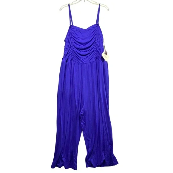 Ava & Viv Womens Purple Smocked Wide Leg Jumpsuit Plus Size 2X - Picture 1 of 16